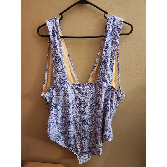 J. Crew Plunge V Neck Dandelion Swirl Floral One Piece Swimsuit BH498 Size 24 3X - Picture 4 of 6